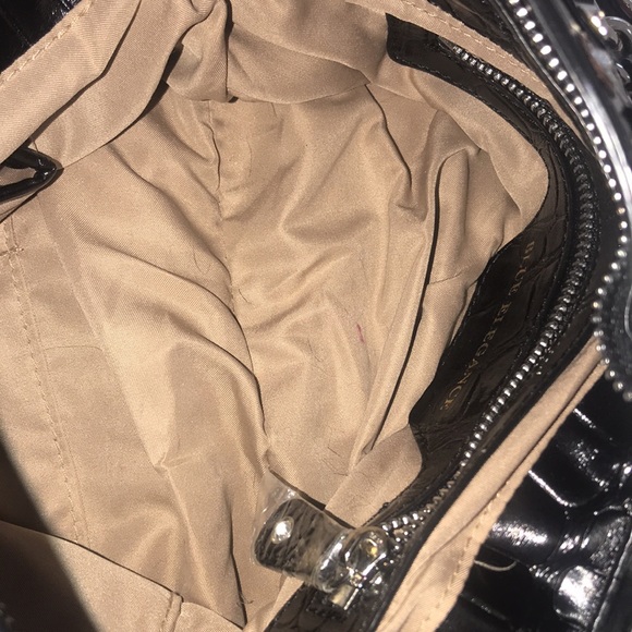 Absolutely beautiful red bag with black accents and sequence. Worn places shown. - Picture 9 of 11